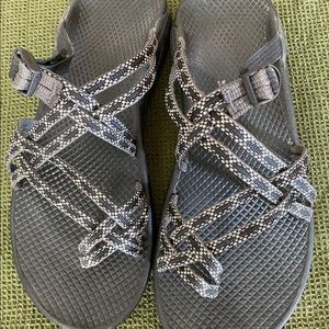 Gently Used Size W9 Chacos - black/white straps
